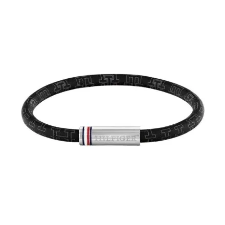 Tommy Hilfiger bransoletka męska czarna ze srebrnym zapięciem 2790704