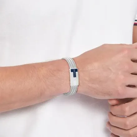 Tommy Hilfiger bransoletka męska srebrna z granatowym akcentem 2790705