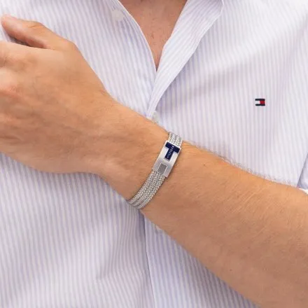Tommy Hilfiger bransoletka męska srebrna z granatowym akcentem 2790705