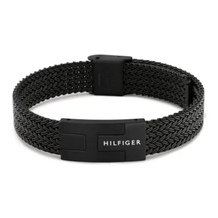 Tommy Hilfiger bransoletka męska czarna pleciona stalowa 2790707