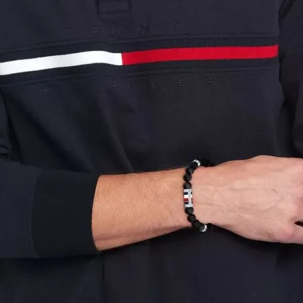 Tommy Hilfiger bransoletka męska czarne koraliki Onyks 2790712