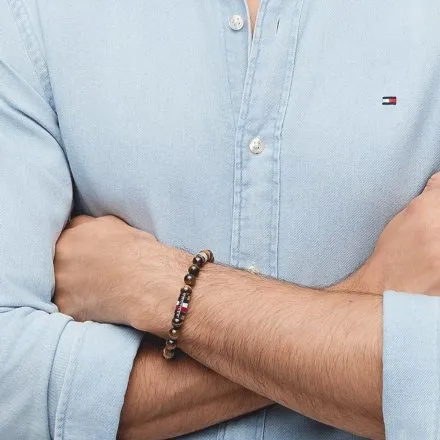 Tommy Hilfiger bransoletka męska brązowe koraliki Tygrysie Oko 2790714