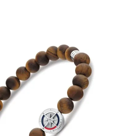 Tommy Hilfiger Compass bransoletka męska brązowe koraliki 2790722