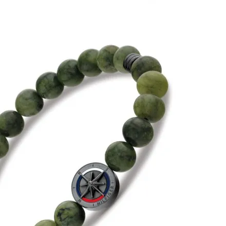 Tommy Hilfiger Compass bransoletka męska zielone koraliki 2790725