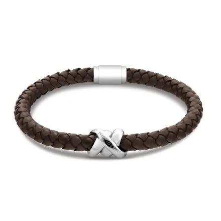 Tommy Hilfiger bransoletka męska brązowa ze srebrnym zapięciem 2790735