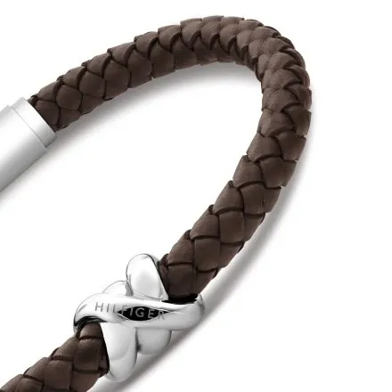 Tommy Hilfiger bransoletka męska brązowa ze srebrnym zapięciem 2790735