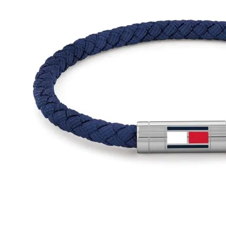 Tommy Hilfiger bransoletka męska granatowa skórzana pleciona 2790740