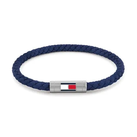 Tommy Hilfiger bransoletka męska granatowa skórzana pleciona 2790740