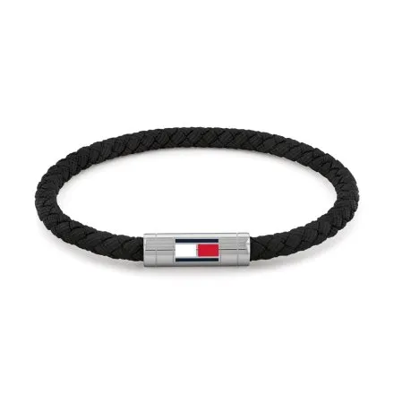Tommy Hilfiger bransoletka męska czarna skórzana pleciona 2790741
