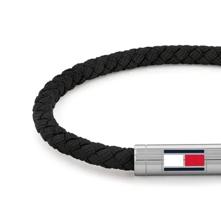 Tommy Hilfiger bransoletka męska czarna skórzana pleciona 2790741