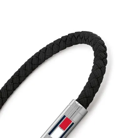 Tommy Hilfiger bransoletka męska czarna skórzana pleciona 2790741