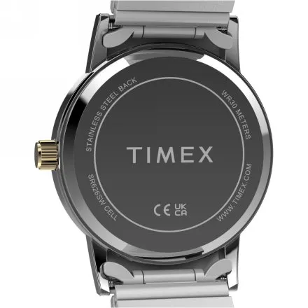 Timex Main Street TW2Y92600 damski zegarek na srebrno-złotej rozciąganej bransolecie