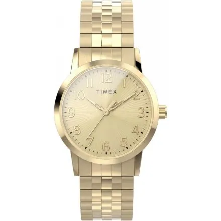 Timex Main Street TW2Y92700 damski zegarek na złotej rozciąganej bransolecie
