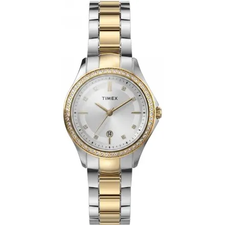 Timex Celine TW6A04700 damski zegarek na srebrno-złotej bransolecie