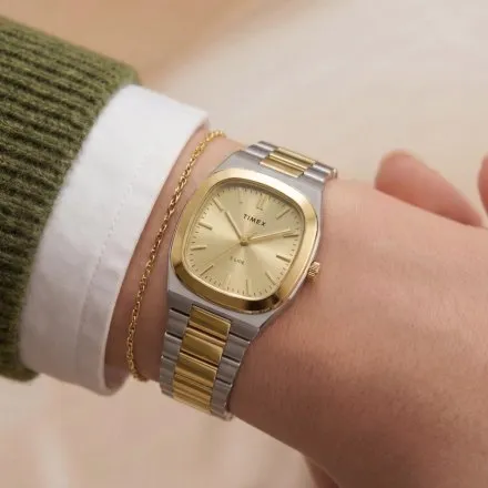 Timex E Line TW6A00800 damski zegarek na srebrno-złotej bransolecie