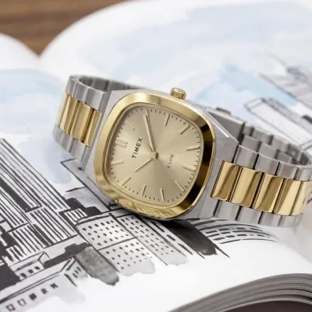 Timex E Line TW6A00800 damski zegarek na srebrno-złotej bransolecie