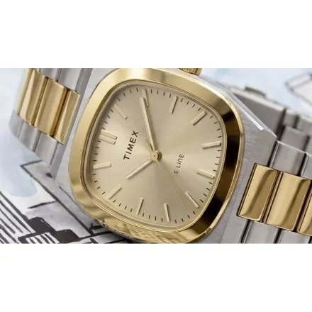 Timex E Line TW6A00800 damski zegarek na srebrno-złotej bransolecie
