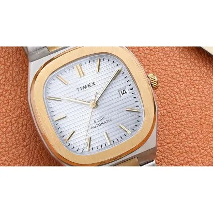 Timex E Line Automatic TW6A00600 zegarek męski automatyczny srebrno-złoty z bransoletą