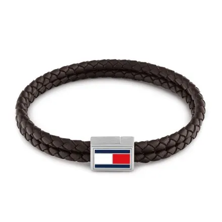 Tommy Hilfiger bransoletka męska brązowa ze srebrnym zapięciem 2790754