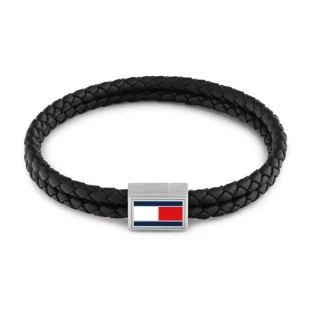 Tommy Hilfiger bransoletka męska czarna ze srebrnym zapięciem 2790755