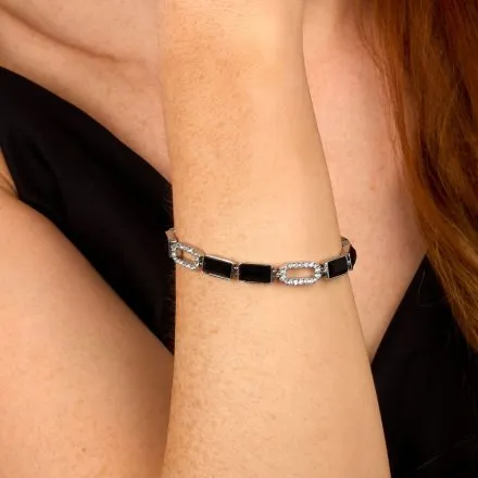 Bransoletka Karl Lagerfeld CRYSTALS KLAYC17 srebrna z czarnymi kryształkami