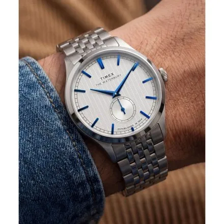 Timex Waterbury Classic TW2Y91800 Zegarek męski na srebrnej bransolecie