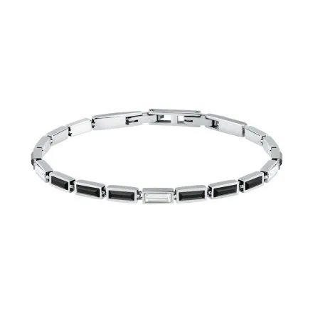 Bransoletka Karl Lagerfeld CRYSTALS KLAYC19 srebrna z czarnymi i białymi kryształami