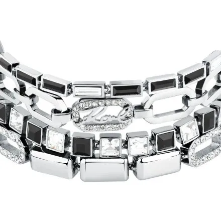 Bransoletka Karl Lagerfeld CRYSTALS KLAYC16 masywna zdobiona czarnymi i białymi kryształami
