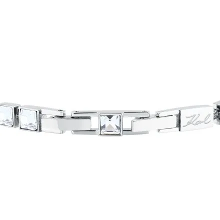 Bransoletka Karl Lagerfeld CRYSTALS KLAYC24 srebrna z białymi kryształkami 