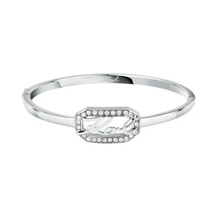 Bransoletka Karl Lagerfeld CRYSTALS KLAYC29 srebrna sztywna z logo