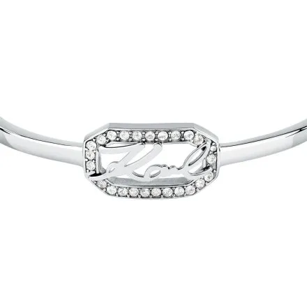 Bransoletka Karl Lagerfeld CRYSTALS KLAYC29 srebrna sztywna z logo