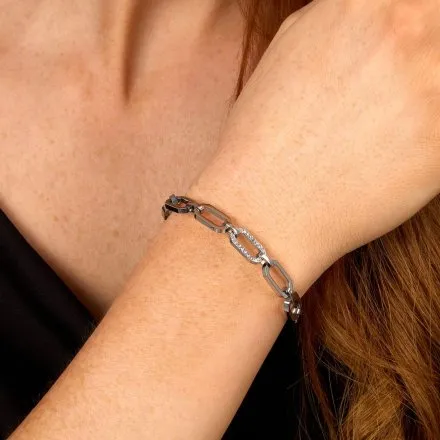 Bransoletka Karl Lagerfeld CRYSTALS KLAYC31 srebrna z kryształkami i logo