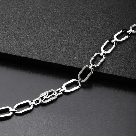 Bransoletka Karl Lagerfeld CRYSTALS KLAYC31 srebrna z kryształkami i logo