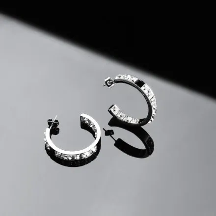 Kolczyki Karl Lagerfeld CRYSTALS KLAYC36 srebrne z białymi i czarnymi kryształkami 