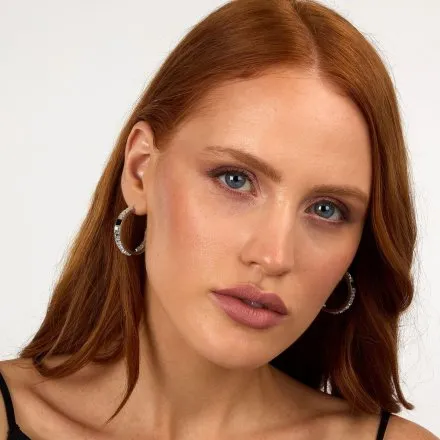 Kolczyki Karl Lagerfeld CRYSTALS KLAYC36 srebrne z białymi i czarnymi kryształkami 
