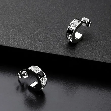 Kolczyki Karl Lagerfeld CRYSTALS KLAYC38 srebrne z białymi i czarnymi kryształkami 