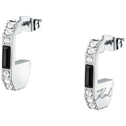 Kolczyki Karl Lagerfeld CRYSTALS KLAYC42 srebrne z białymi i czarnymi kryształkami 