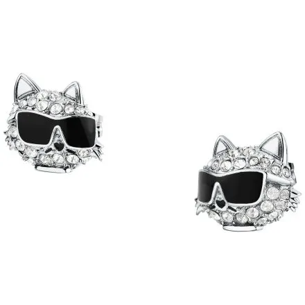Kolczyki Karl Lagerfeld CHARMS KLAYD21 srebrne logo kot z kryształkami