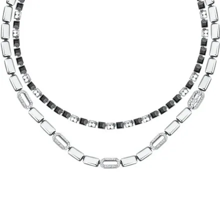 Naszyjnik Karl Lagerfeld CRYSTALS KLAYC01 srebrny podwójny z kryształkami 