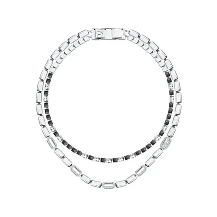 Naszyjnik Karl Lagerfeld CRYSTALS KLAYC01 srebrny podwójny z kryształkami 