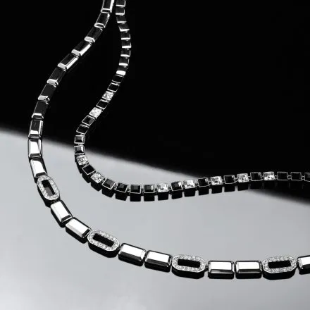 Naszyjnik Karl Lagerfeld CRYSTALS KLAYC01 srebrny podwójny z kryształkami 