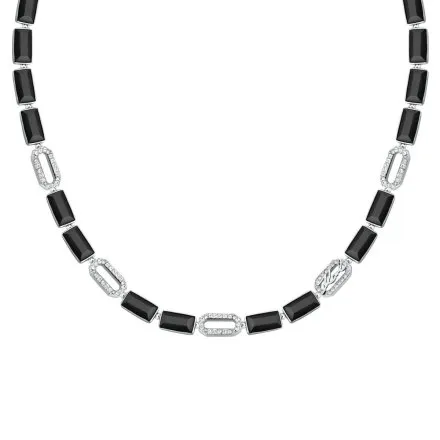 Naszyjnik Karl Lagerfeld CRYSTALS KLAYC03 srebrny z czarnymi kryształkami