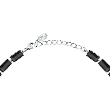 Naszyjnik Karl Lagerfeld CRYSTALS KLAYC03 srebrny z czarnymi kryształkami