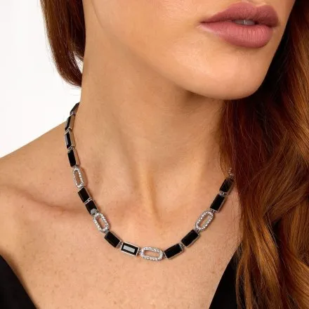 Naszyjnik Karl Lagerfeld CRYSTALS KLAYC03 srebrny z czarnymi kryształkami