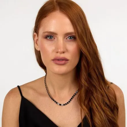 Naszyjnik Karl Lagerfeld CRYSTALS KLAYC05 srebrny z czarnymi kryształkami