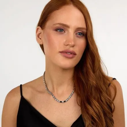 Naszyjnik Karl Lagerfeld CRYSTALS KLAYC06 srebrny z białymi kryształkami