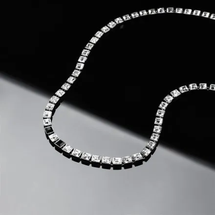 Naszyjnik Karl Lagerfeld CRYSTALS KLAYC06 srebrny z białymi kryształkami