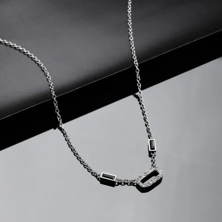 Naszyjnik Karl Lagerfeld CRYSTALS KLAYC11 srebrny z błyszczącą zawieszką i kryształkami