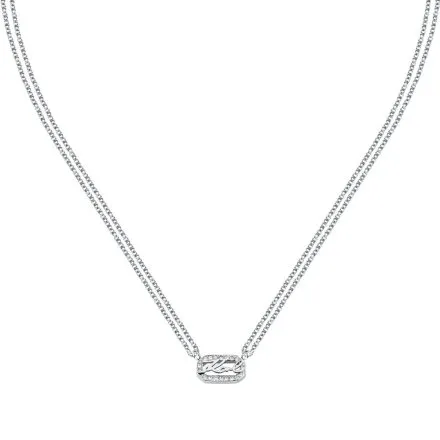 Naszyjnik Karl Lagerfeld CRYSTALS KLAYC13 srebrny z błyszczącą zawieszką logo