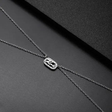 Naszyjnik Karl Lagerfeld CRYSTALS KLAYC13 srebrny z błyszczącą zawieszką logo